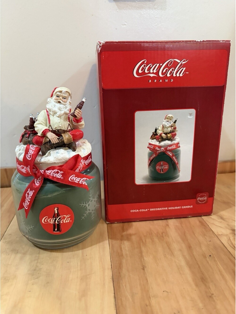 Vintage Coca-Cola Decorative Holiday Candle with Santa Topper (Never Used)